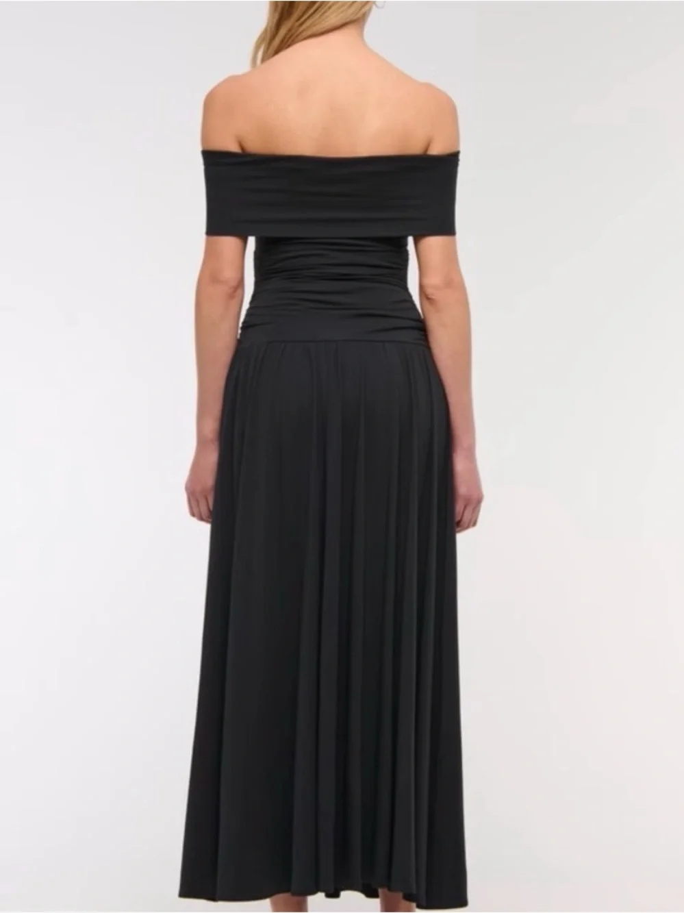 Abercrombie & Fitch Black Off-Shoulder Maxi Dress